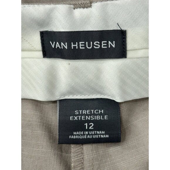 Van Heusen Flat Front Stretch Extensible Ankle Pants Beige Sz 12 Career Neutral - Picture 5 of 10